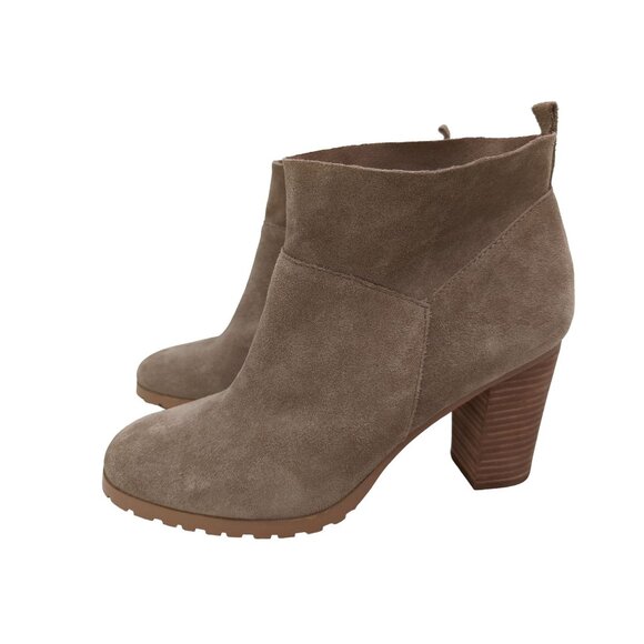 Crown Vintage Ankle Boot Womens 8 Tan Going Out Slip On Heel Suede Darcie - Picture 1 of 10